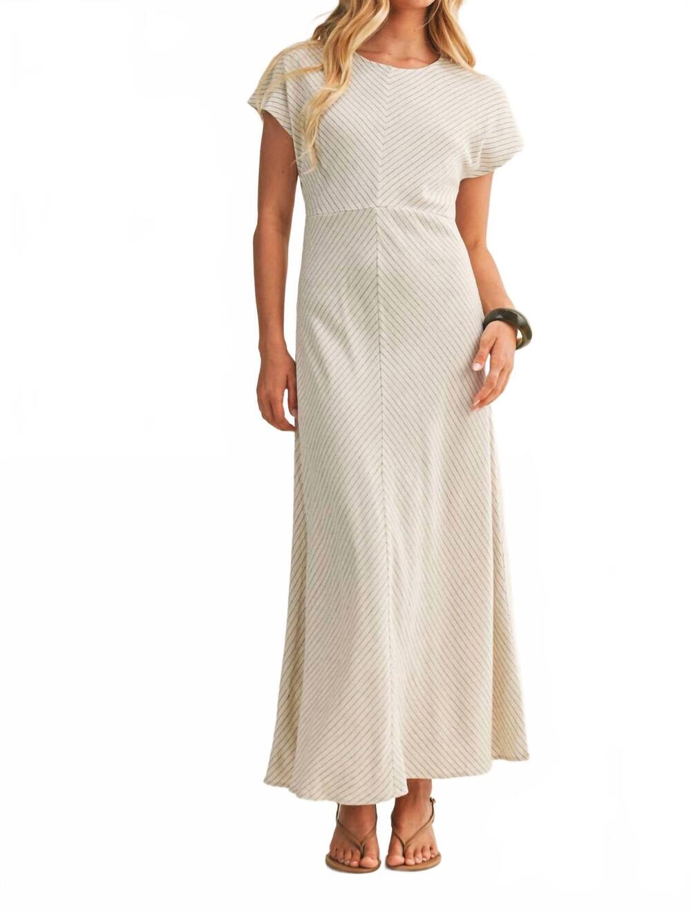 NEW MUSTARD SEED chevron pinstripe dress in beige
